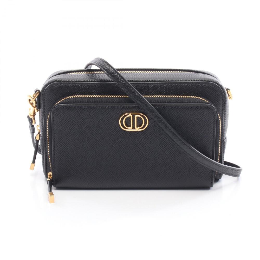 Dior Calo Double Clutch Shoulder Bag Leather Black